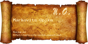 Markovits Opika névjegykártya
